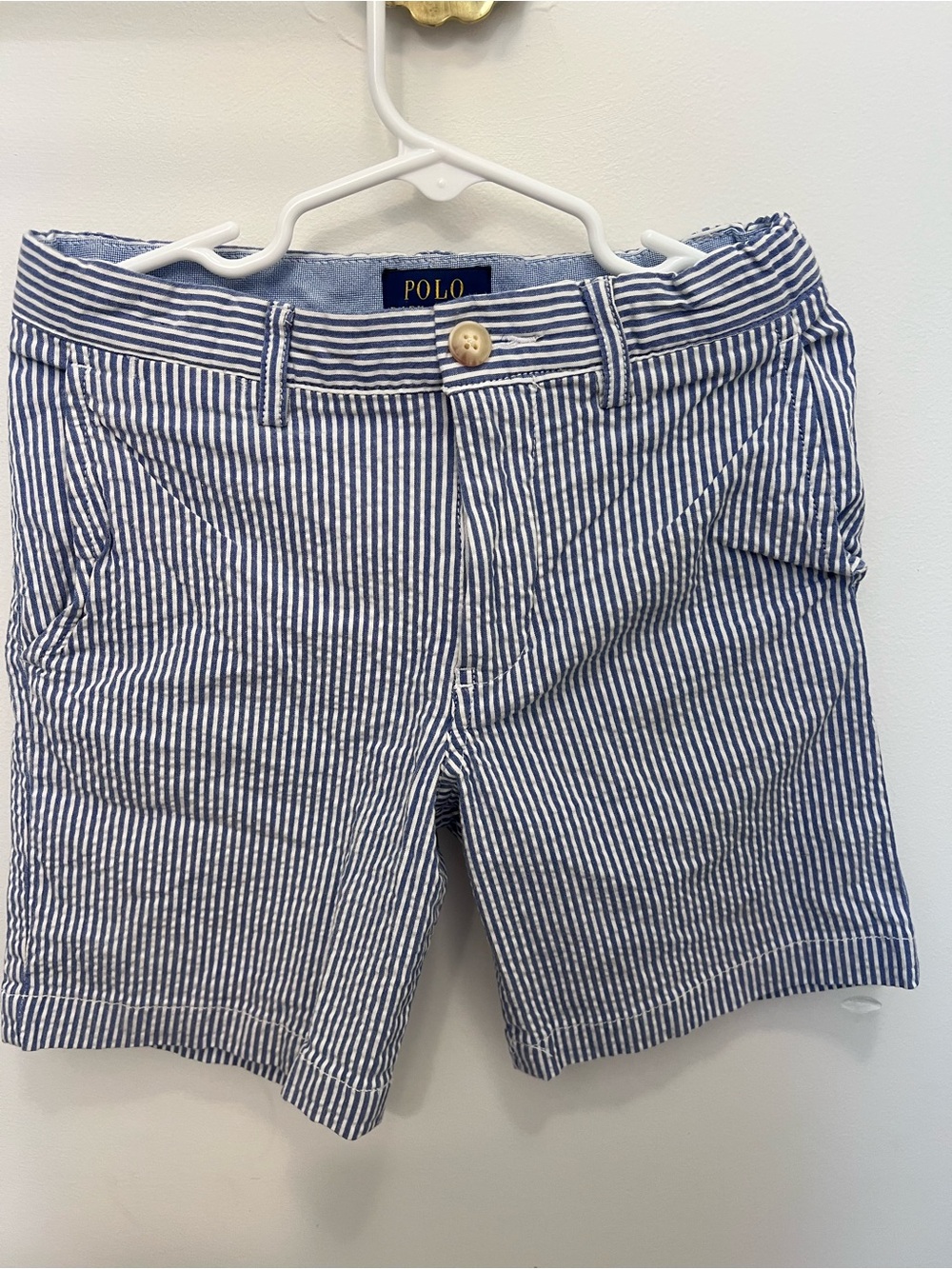 Polo by Ralph Lauren Navy and White Striped Seersucker Kids Shorts